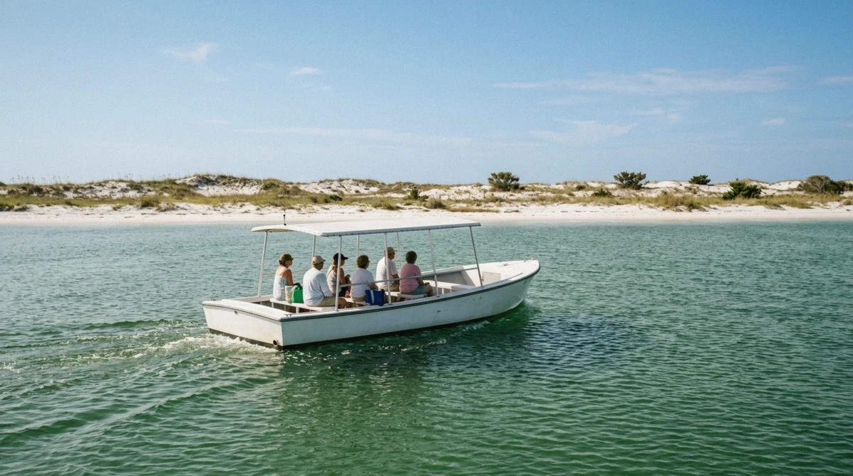 The Grand Lagoon dock where passengers board a shuttle for how to get to Shell Island in Panama City Beach